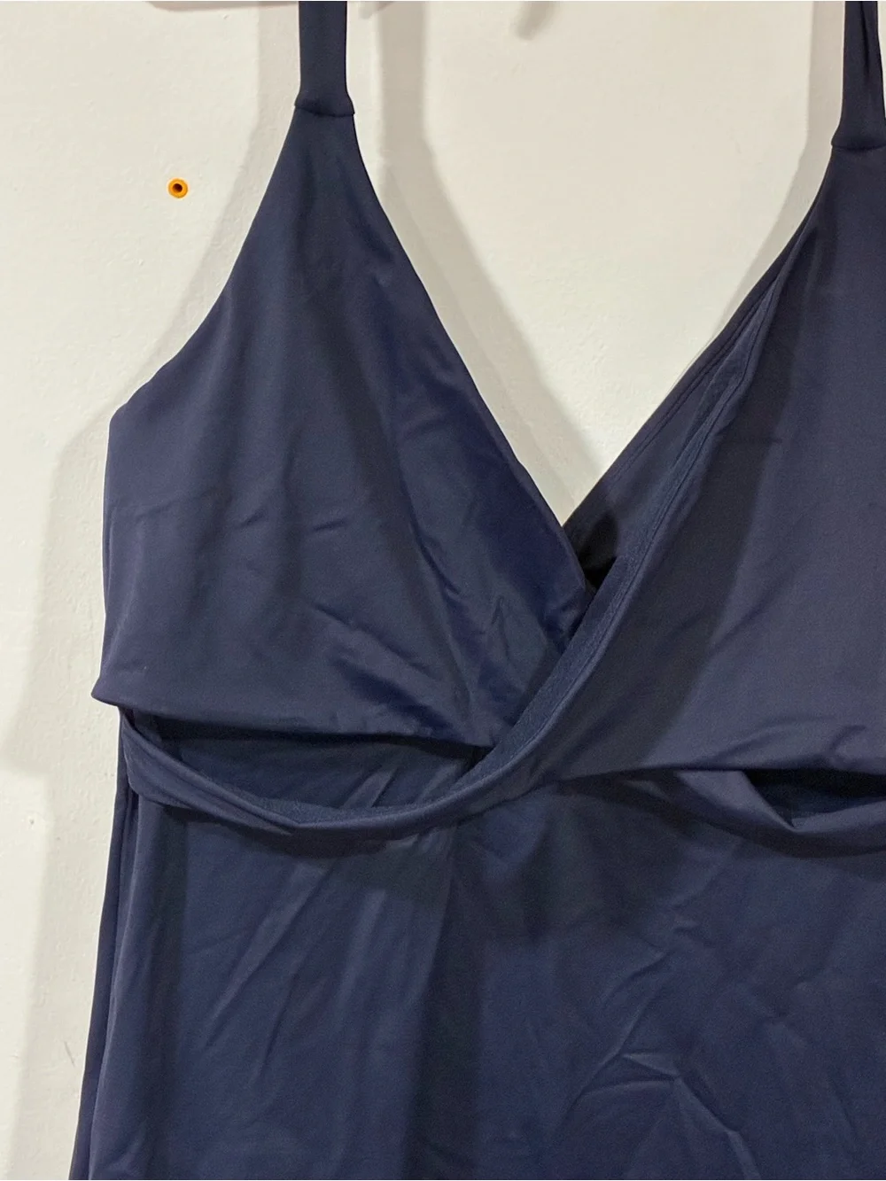 Athleta Bra Cup Wrap Tankini Size 40D/DD Navy Blue Swim Top NEW